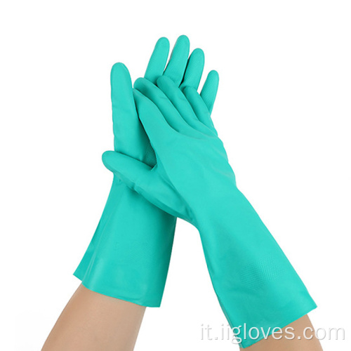 Falco di rivestimento verde robusto esportato direttamente guanti di nitrile resistenti al chimico 33/45/60 cm